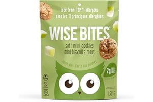 Wise Bites Mini Soft Cookies, Apple Pie, Oatmeal Cookies, Gluten Free, Plant-based, Vegan, Non-GMO, Kosher, Safe for Schools 