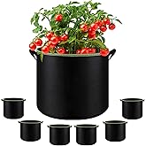 SouilGoal 6-Pack 5/7/10 Gallon Grow Bags - 300G Heavy Duty Aeration Fabric Pots with Handles,Thickened Nonwoven Planter Bags for Vegetables Flowers Fruits