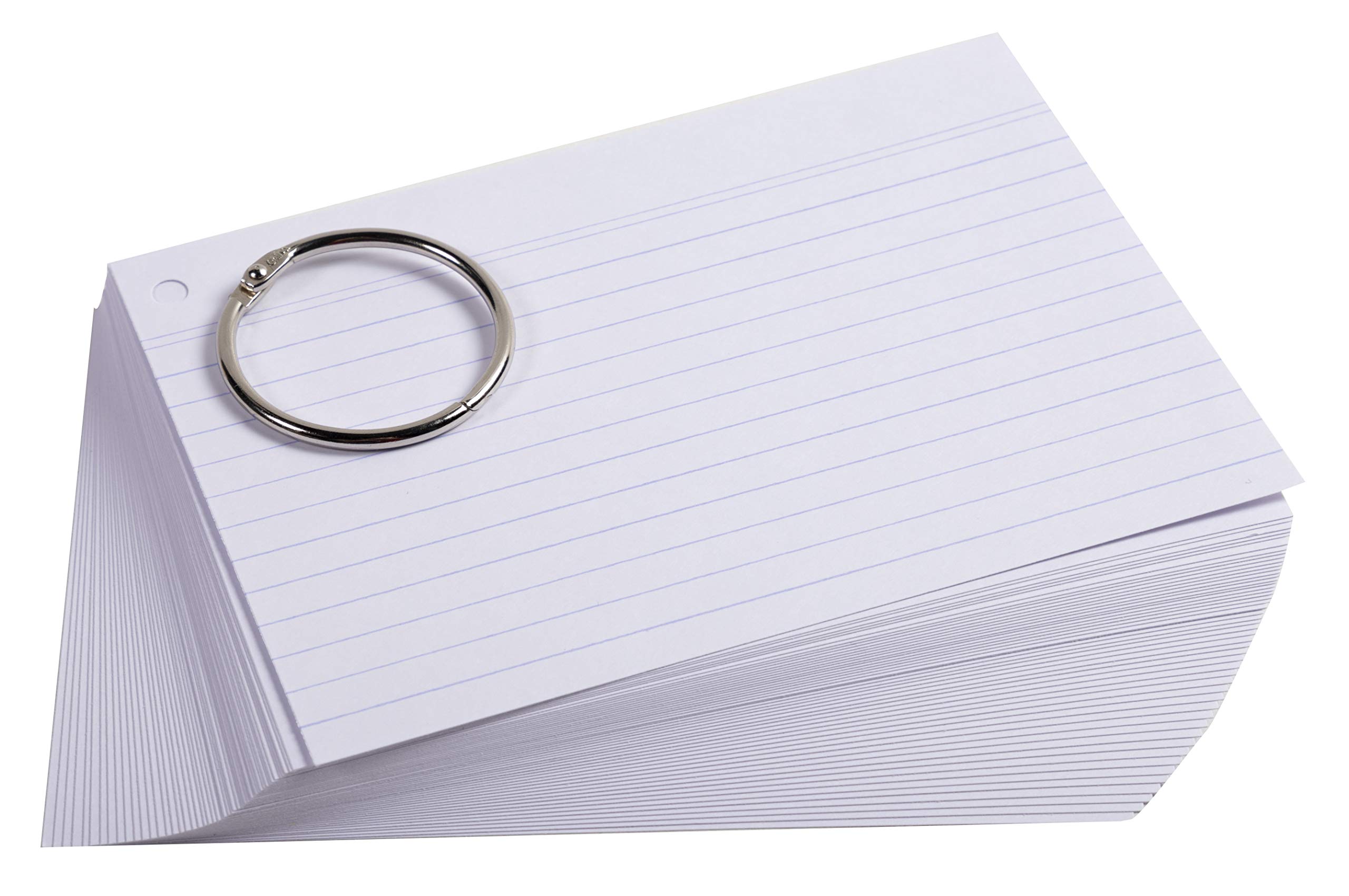 Exacompta - Ref 10340E - Bristol Revision Flashcards with Ring (Pack of 50 Cards) - A6 (105 x 148mm) in Size, Perforated Sheets, Lined Rulings - Random Colour