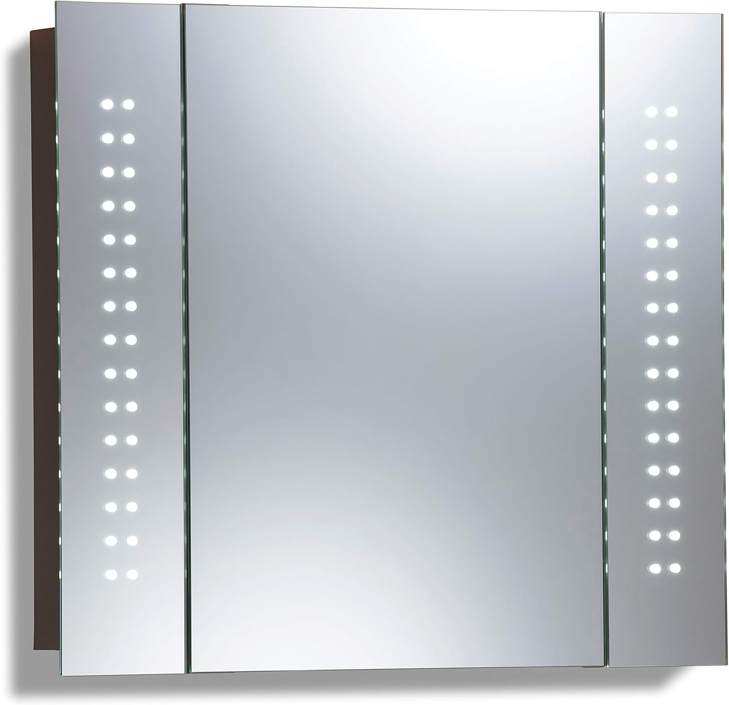 Neue Design LED Illuminated Bathroom Mirror 60 x 65 x 12cm, Wire Free Demister Heat Pad