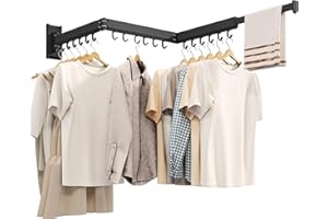 CHAHUANV Wall Mounted Clothes Drying Rack, Collapsible Laundry Drying Rack, Retractable Foldable Drying Rack Clothing for Hanging Clothes