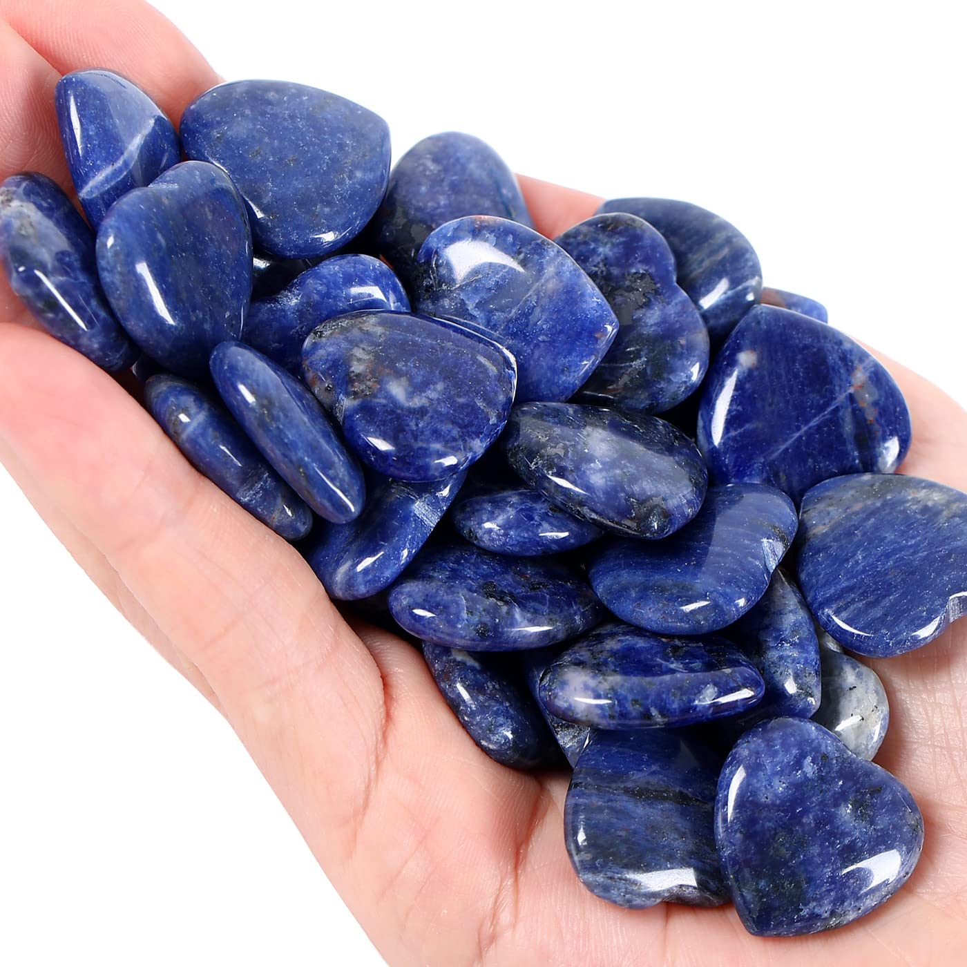 QINJIEJIE 20 PCS Sodalite Heart Crystals Natural