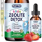 Zeolite Detox for Kids Zeolite Liquid Drops with L-Glutamine, Vitamin C, Zinc, Milk Thistle and Chlorella Extract for Detox & Cleanse, Immune, Energy, Cellular Health, Strawberry Flavor 2 Fl Oz