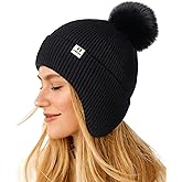 FURTALK Winter Hats for Women with Ear Flaps Warm Knit Beanie Pom Pom Warm Knit Skull Cap