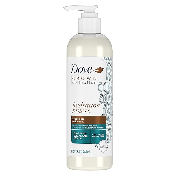 DOVE CROWN COLLECTION HOLISTIC HAIR CARE FOR COILS AND CURLS HYDRATION RESTORE PARABEN-FREE CONDITIONER 11.5 OZ