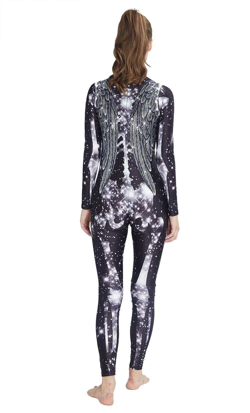 RAISEVERN Festival Clothing Black Jumpsuit Hombres Mujeres Slim Fit Starlight Skeleton Catsuits Disfraz de Halloween