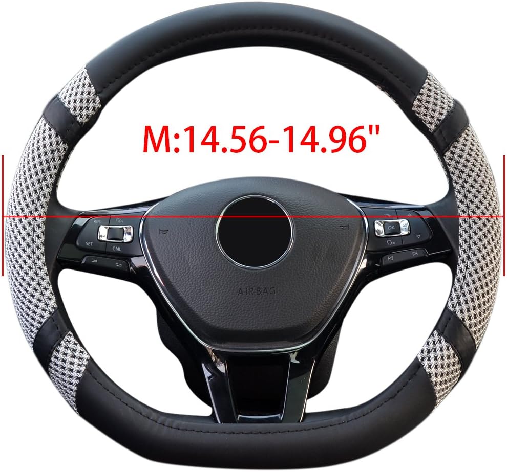 Amazon Lucasng ハンドルカバー D型 ステアリングカバー 織り アイスシルク素材 通気 通用 タイプb グレー 38cm ハンドルカバー 車 バイク