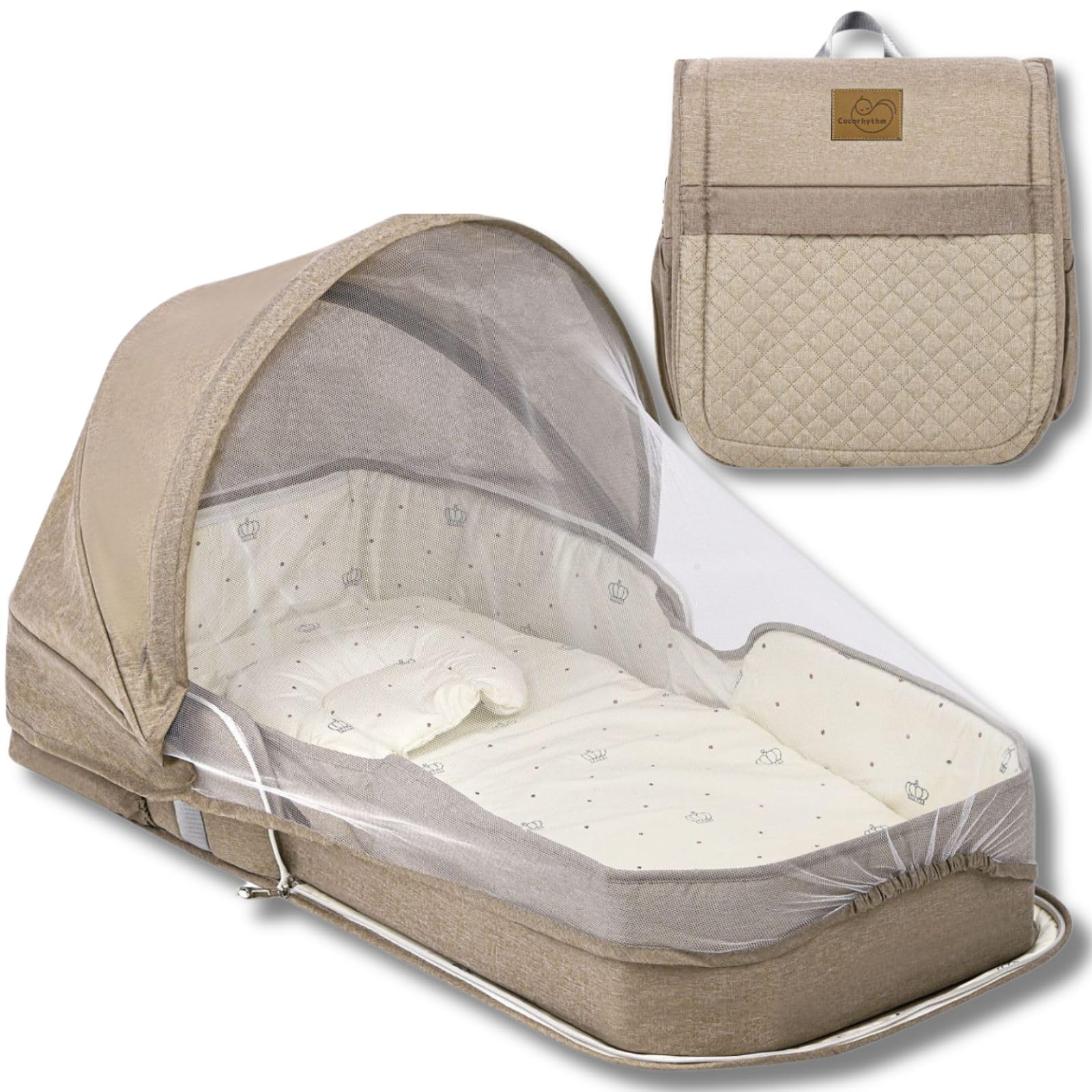 ココリズム (Cocorhythm) ベッドインベッド ベビーベッド クーファン 【現役保育士監修】 ポータブル 折りたたみ式 寝返り防止 新生児 携帯型ベビーベッド (ベージュ)商品画像