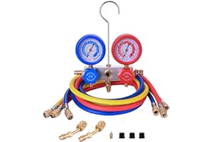 BACOENG AC Gauge Set for R32 R410a, A/C Refrigerant Recharge Kit HVAC Manifold Gauge Set with 5FT Hoses and R410a Adapters