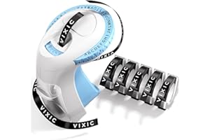 Vixic Embossing Label Maker, Retro 3D Label Maker Embossed, Vintage Embosser Label Makers Machine with 5 Rolls Embossing Tapes, Manual Labeler Old School for Home Office Kids DIY Crafting