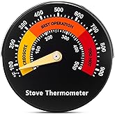 Frienda 1 Pc Wood Stove Thermometer Accessories, Magnetic Stove Top Meter Gas Oven Pipe Thermometer Gauge for Wood Burning Top Gas Pellet Fireplace Flue Avoiding Destroyed by Overheat