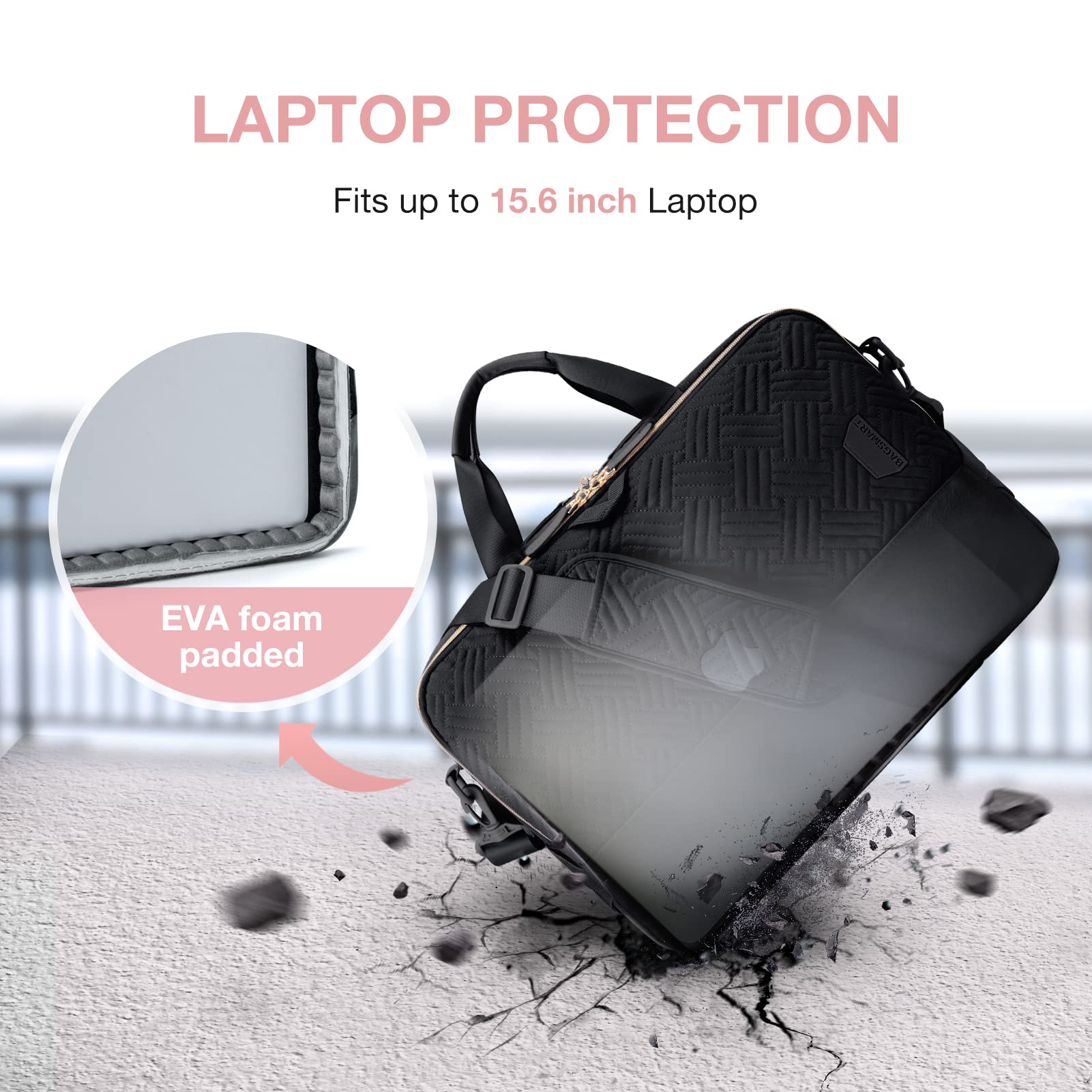 BAGSMART Laptop Bag for Women, 15.6 Inch Laptop Case Computer Bag Briefcase for Ladies