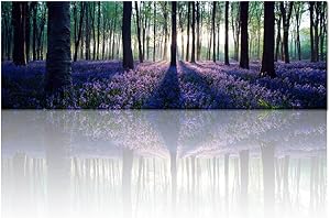 Visual Art Decor Framed Large Purple Canvas Wall Art Mild Sunshine Lavender Forest Landscape Tree Wall Art Picture Prints Gallery Wrap Home Living Room Decoration