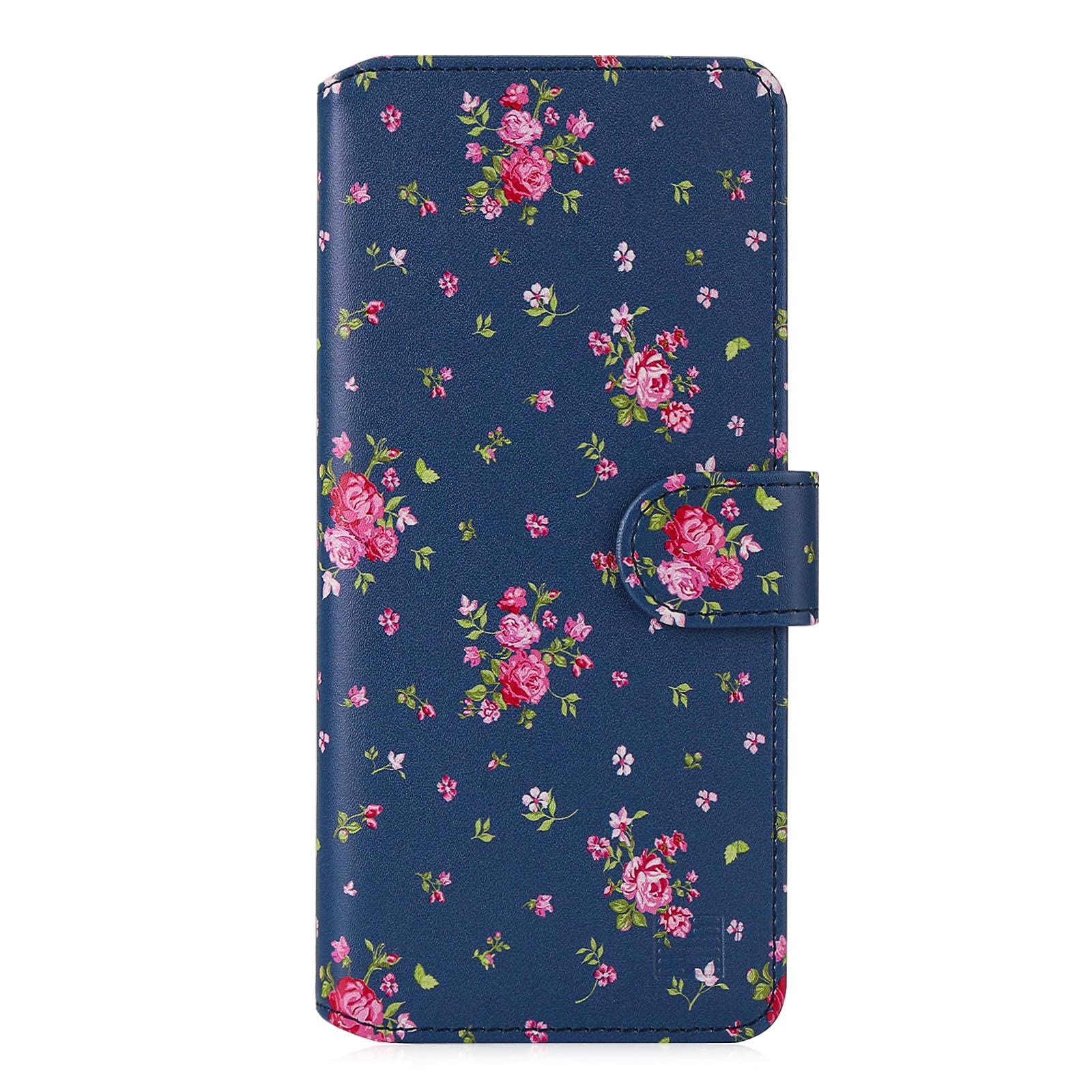 32nd Floral Series 2.0 - Design PU Leather Book Wallet Case Cover for Samsung Galaxy A21S (2020), Designer Flower Pattern Wallet Style Flip Case With Card Slots - Vintage Rose Indigo