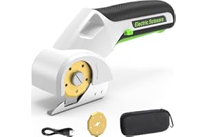 EXPEDMAN 2025 NEW 4V Cordless Electric Scissors, Cardboard Cutter with 2 Titanium Blade, Safety Lock & Extra Blade, Rotary Cutter for Cardboard,Fabric,Plastic, Gifts for Men&Women - Pearl White