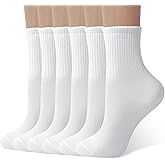 ANDERE ARTE Womens Crew Socks Casual Calf Socks Cute Soft Above Ankle Sock 6 Pairs Size 5-10