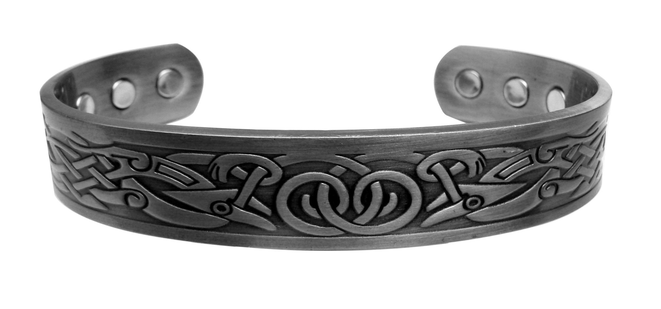 Chain-Relief Magnetic Pewter Bracelet - Traditional Celtic Design with 6 Magnets for Men or Women
