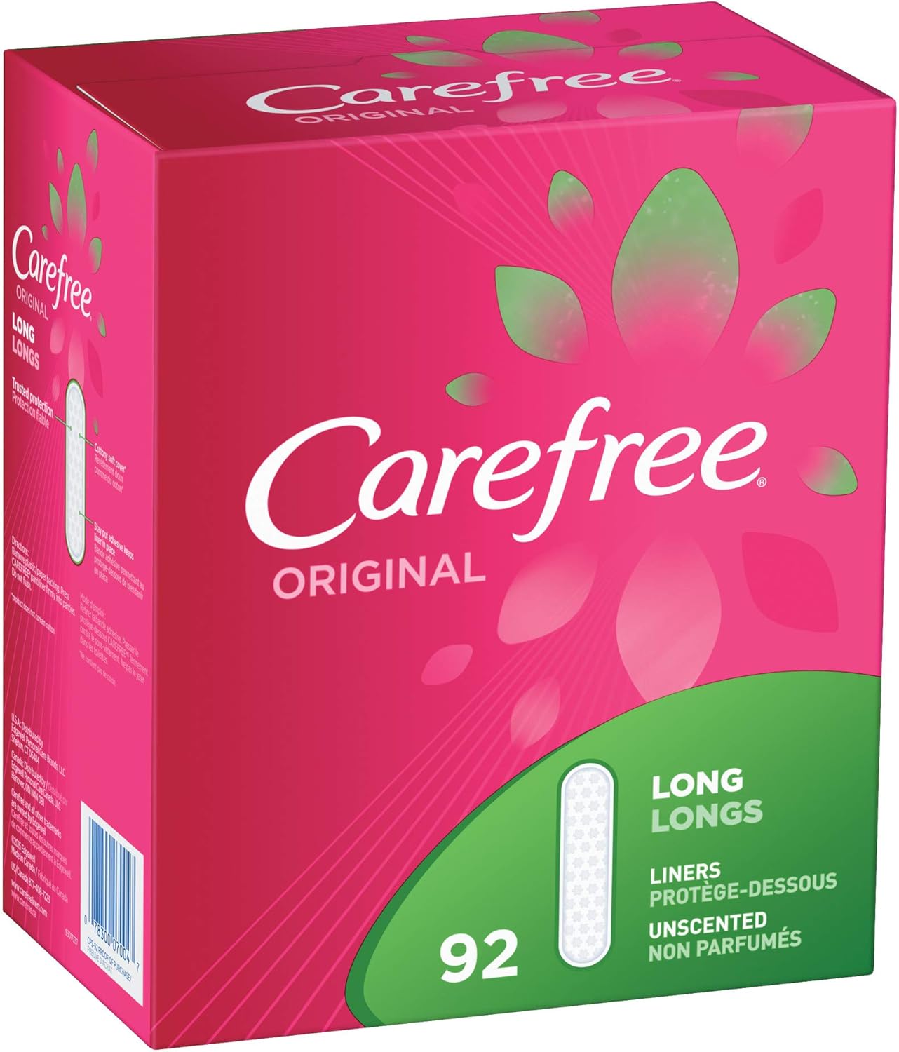 Carefree Original Thin Panty Liners, Comfortable Daily Feminine Care Protection, Long, 92 Count: Health & Personal Care