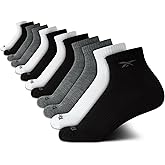 Reebok Boys Quarter Socks - 12 Pack Stretch Performance Quarter Cut Arch Support Cushioned Athletic Socks for Boys