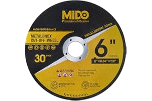 MIDO PROFESSIONAL ABRASIVE 30 Pack Cut Off Wheels 6 Inch Cutting Wheel 6" x.040 x7/8" Metal&Stainless Steel Cutting Disc Fit for Angle Grinder