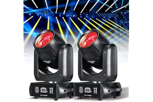 DJXFLI 150W LED Moving Head Light DJ Lights Stage Lighting with Beam GOBO 18 Face Roto Prism Super Bright DMX Sound Activated Stage Light for Wedding Church (2 Pack)