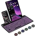 seenda Backlit Multi-Device Bluetooth Keyboard for Tablet Phone Computer - Wireless Illuminated Rechargeable Keyboard with Number Pad Connect Up to 4 Devices Compatible Mac Android iOS Windows