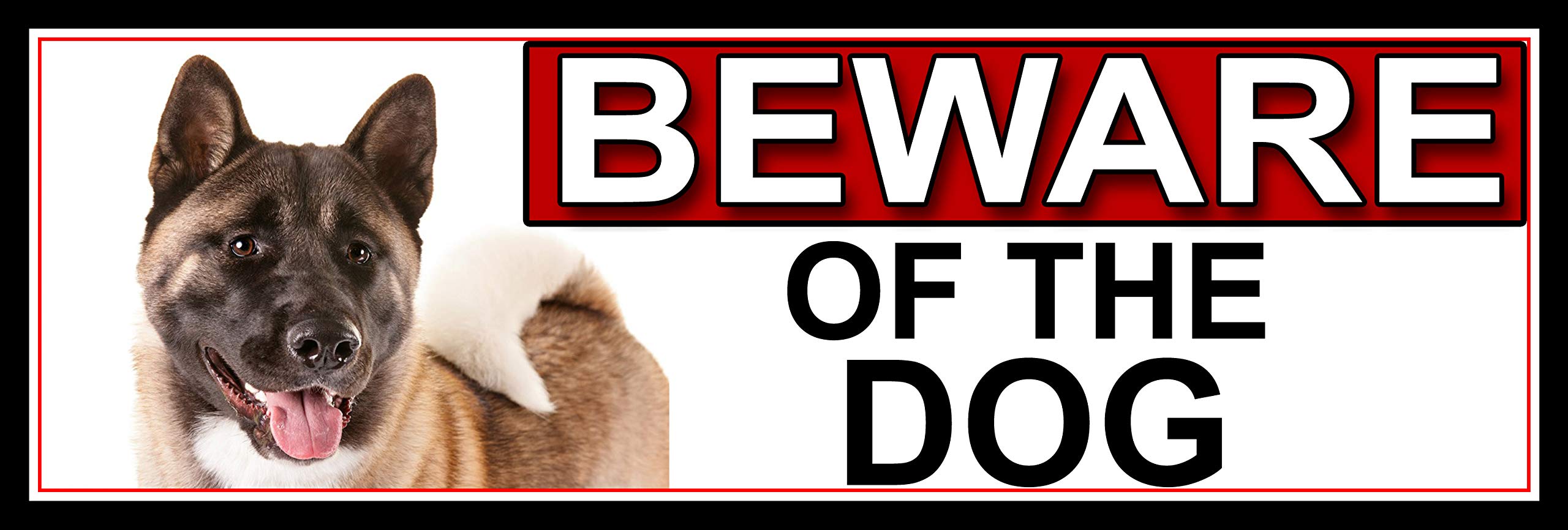SHAWPRINT Akita BEWARE OF THE DOG METAL GATE SIGN 266mm x 87m. (490H2)