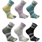 Women Toe Socks 5 Finger Cotton Wicking Athletic 6 Pack 3 Pack