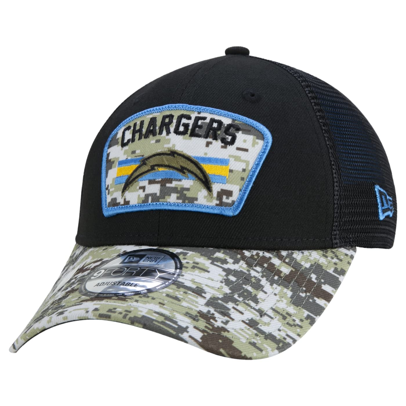New Era Los Angeles Chargers NFL On Field 2021 Salute to Service Black 9Forty Snapback Cap - One-Size