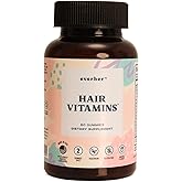 Everher Hair Vitamins | 5000mcg Biotin | Non-GMO, Vegetarian | Promotes & Strengthens Hair | 1-Month Supply