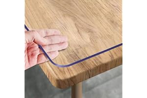 Royhom Clear Table Cover Protector 1.5mm Thick, 17 x 42 Inch Clear Desk Pad, Waterproof Desk Mats on Top of Desks, Desk Protector Mat, Plastic Table Cover for Writing Desk, Coffee Table, Dresser