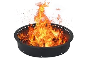 YEEJINHONG Smokeless Fire Pit Ring for Outside, 36 Inch Heavy Duty Metal Insert with Air Vents for Better Burn, Outdoor Firepit Ring for Backyard, Patio, Camping, Smokeless Wood Burning Use