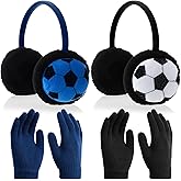 Funnysoft 4 Pcs Warm Earmuffs and Gloves Sets Winter Soft Plush Ear Muffs for Men Women Winter Cold Weather Ear Warmer