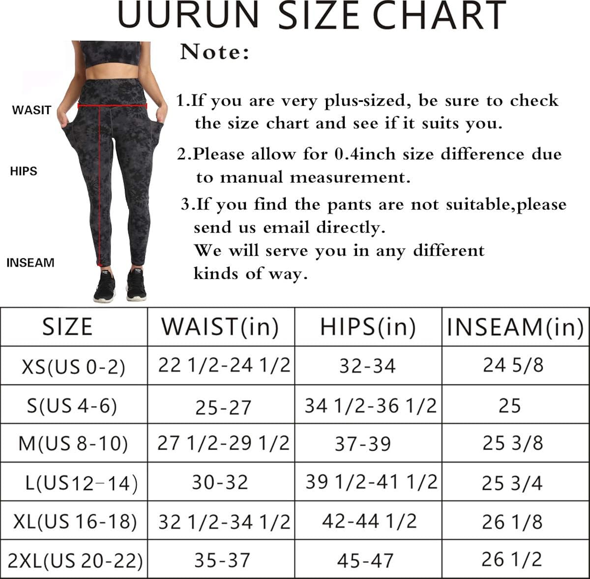 UURUN High Waist Yoga Pants Printed Workout Running Tie Dye Leggings with Pockets - Non-See-Through Fabric: Clothing