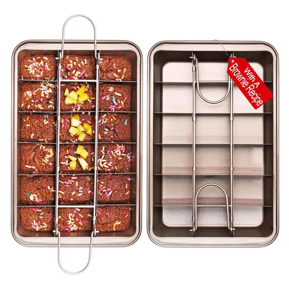 Photo 1 of ***(HEAVILY USED/ MINOR DAMAGE)***SUJUDE Non Stick Brownie Pan with Dividers, High Carbon Steel Baking Pan, Makes 18 Pre-cut Brownies All at Once - 10.3 X 6.4 X 1.6 Inches ?Inside Dimension?