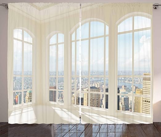 Amazon Com Ambesonne Modern Decor Curtains Big White