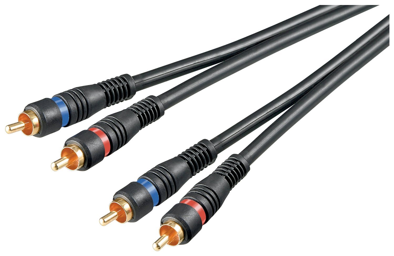Goobay 50120 Stereo RCA cable 2x RCA, Double Shielded, Black, 5 m Cable Length