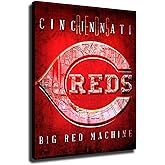 Cincinnati City Reds Baseball Poster Baseball Sports Wall Art Pattern Print Artwork Decorative Home Decor Painting (Unframed Canvas,16x20inch)