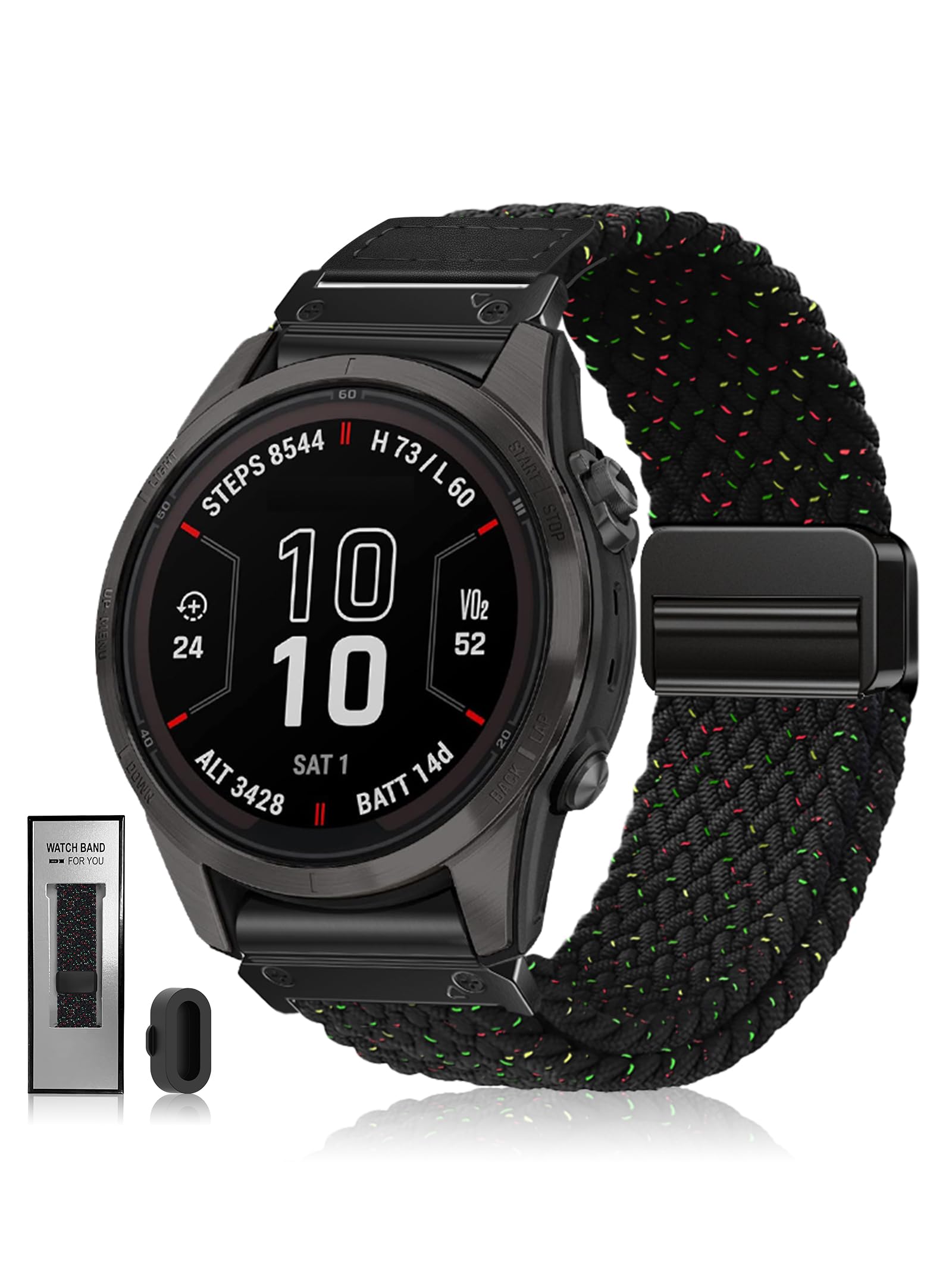 Quickfit 22mm 26mm Watch Band - Compatible with Garmin Fenix 8 47mm 51mm/Fenix 7/7X/6/6X/5/5X, Magnetic Clasp Braided Stretchy Nylon Sport Strap for Men and Women, Multiple Colors