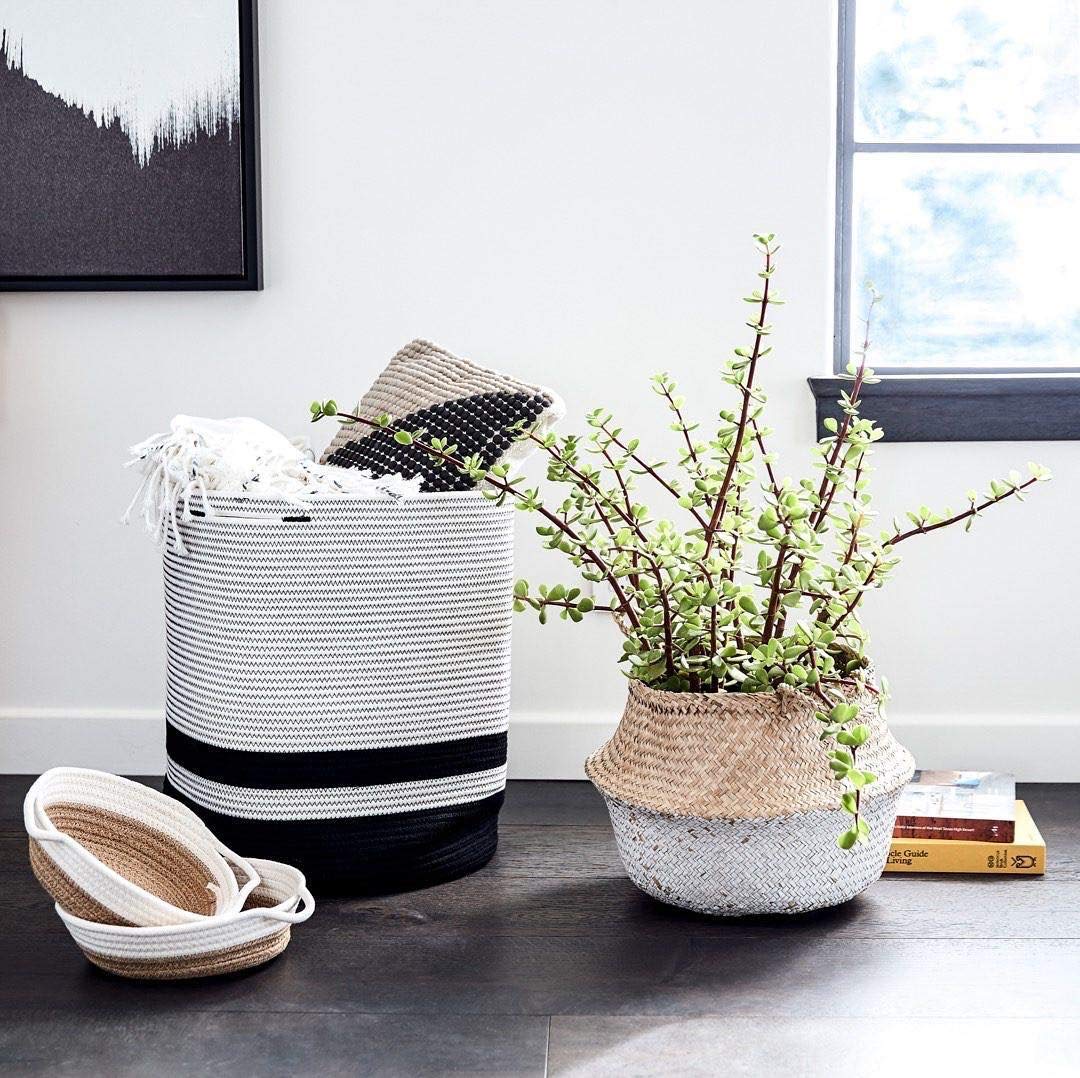 Cajas Hogar y cocina 45,72 x 40,64 cm cesta de cuerda de algodón