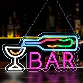 Bar Neon Signs for Wall Decor, 20 Types Flowing Color Changing Led Neon Light, Dimmable Beer Neon Sign USB Powered, Bar lights for Home Club Cocktails Pub Man Cave Party Decorations Christmas Gifts