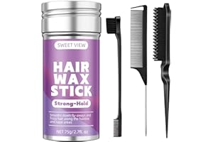 SWEET VIEW Hair Wax Stick & Slick Back Hair Brush for Tame Flyaways, Frizz, Sleek Ponytail, Buns | Pomade/Balm/Gel Stick for Woman, Styling Accessories for Girls, Kids