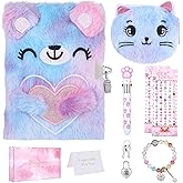Fanmayhe Cat Diary with Lock,Gifts for 6 7 8 Year Old Girl,Fuzzy Notebooks Diary for Girls,Hardcover Fluffy Secret Cute Journal with Lock,Cat Themed Gifts for Birthday, Christmas