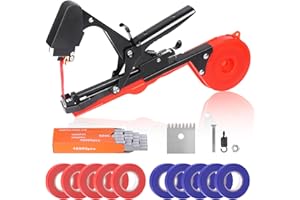 SWANSOFT Plant Tying Machine, Plant Vine Tying Tape Machine Tool, Plant Tape Gun for Tomatoes, Grapes and Vegetable Garden, Come with 10000pcs Staples 10 Rolls Tape(Red)