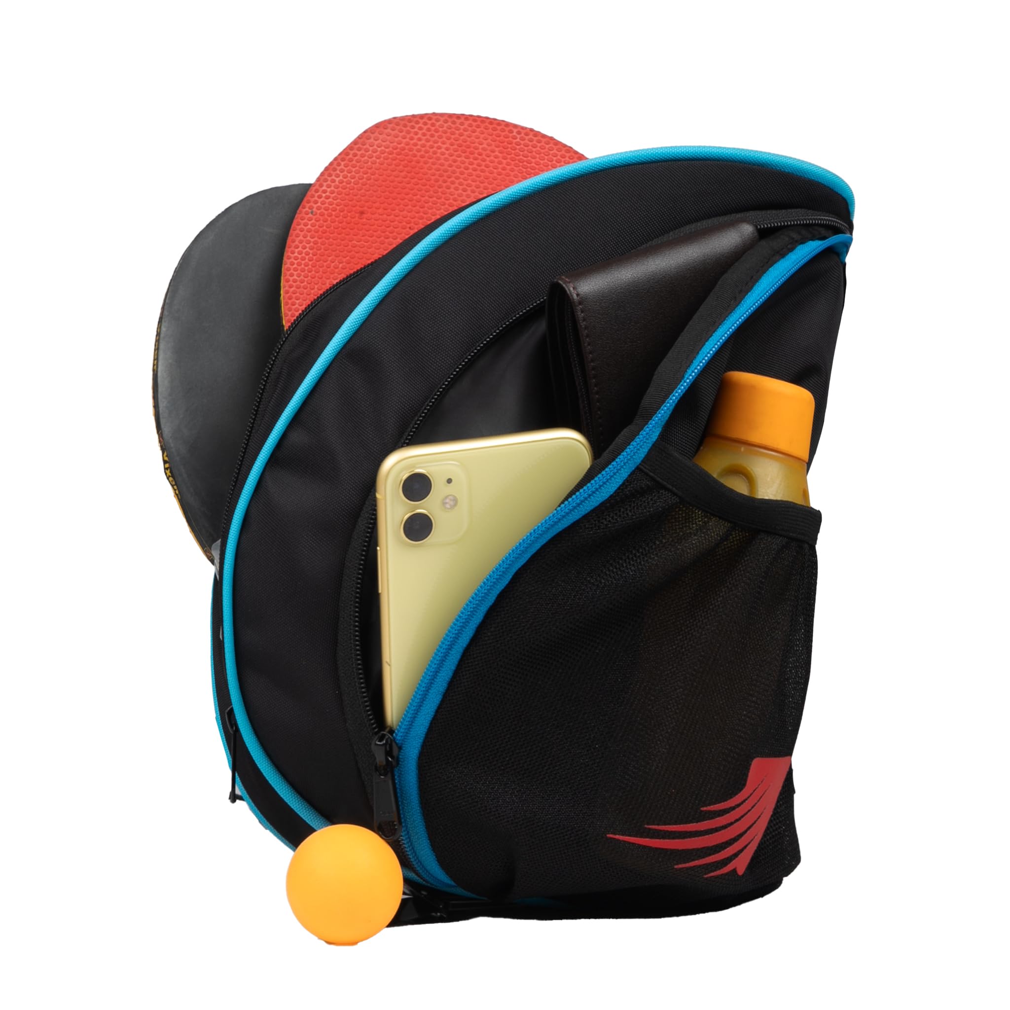 WHACKK Twirl Table Tennis Bag Black | TT Racket & Paddle Carry Case with Ball Pocket | Lightweight Table Tennis Kit Bag for Kids & Adults 4