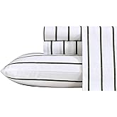 Nautica - King Sheets, Premium Cotton Percale Bedding Set, Striped Bedding Set, Oeko-Tex Certified (Brenton Stripe Ivory, King)