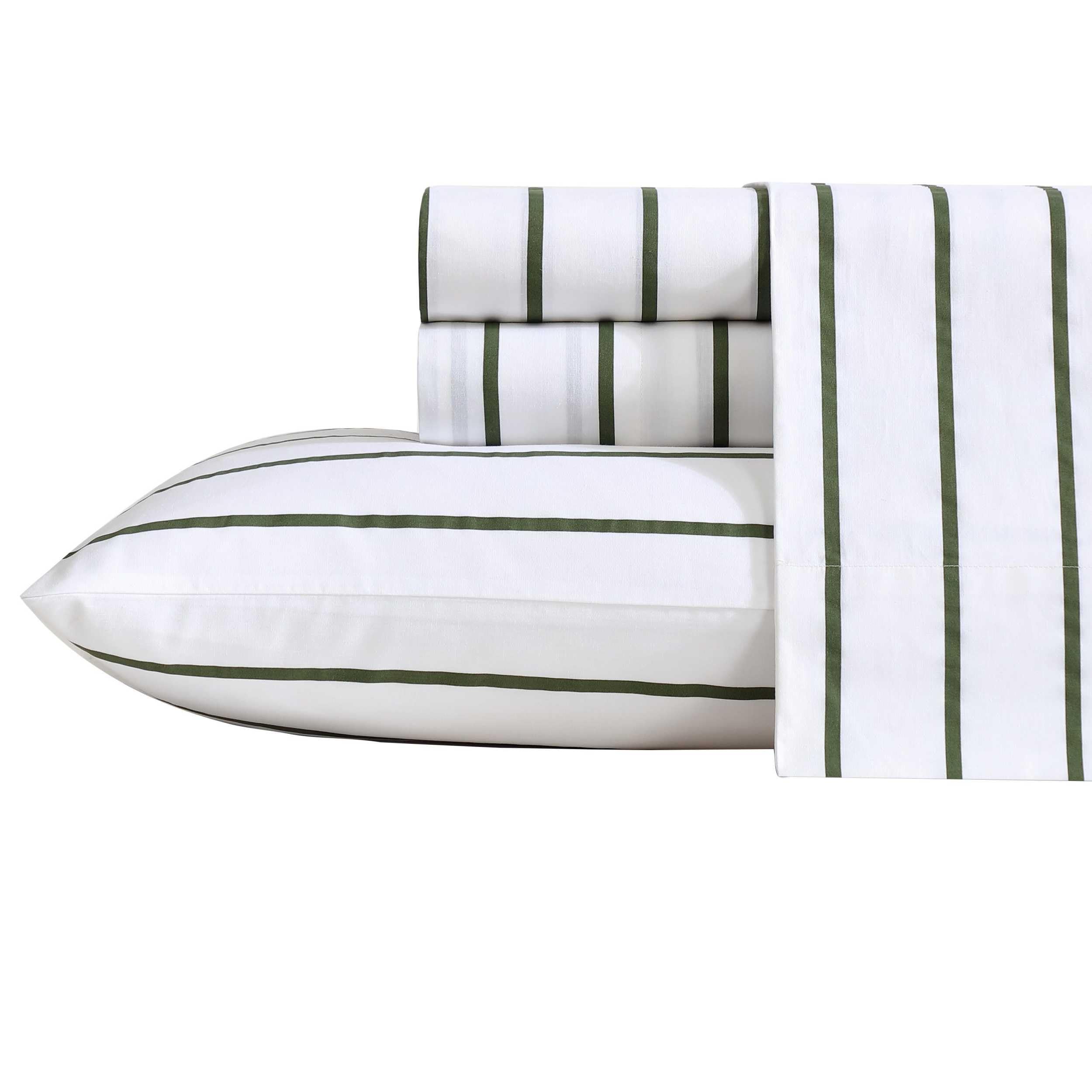 Nautica – Full Sheets, Premium Cotton Percale Bedding Set, Striped Home Decor, Oeko-Tex Certified (Brenton Stripe Ivory, Full)