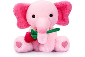 JIZWPOOM Valentines Day Plush Toy, Valentines Elephant Stuffed Animals, 14in Valentines Day Plushies Pink Rose Elephant Plush, Pink Valentines Day Gifts for Her & Party Favors