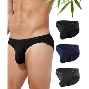 Casey Kevin Mens Underwear Briefs Bikini Soft Bamboo Viscose 3D Pouch 3Pcs | Silky Smooth,Cooling & Moisture,No Wedgies,Tag-F