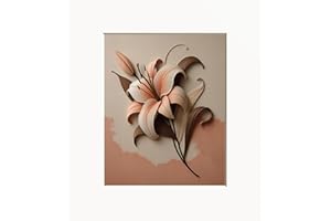 LITTLEPIECREATIONS Peach wall art, Peach Beige Brown Lily Flower, Peach Beige, Neutral Wall Art, Matted Handmade Print (Lily Flower)